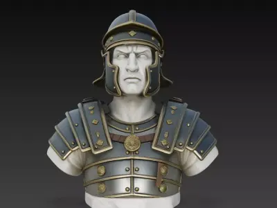 Roman Centurion Bust STL Ancient Military Sculpture 3D print model