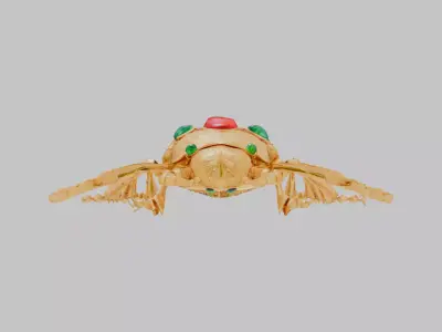 Scarab Beetle with Jewels gold golden Low-poly 3D model