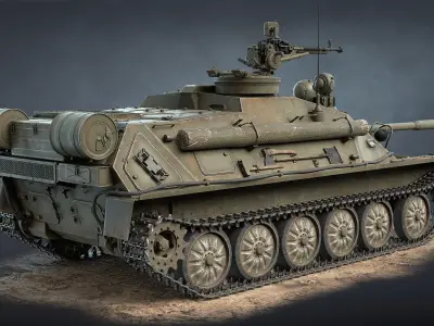 ASU-85 Self-Propelled Gun Low-poly 3D model