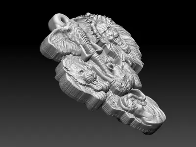 HM Africa s Wild Five Keychain 3D print model