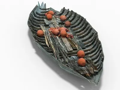 Dinghy boat with eggs in it 3D model