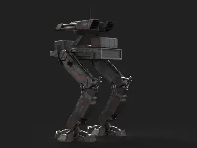 Mech Robot Two Legs Combat Sci-Fi Low-poly 3D model