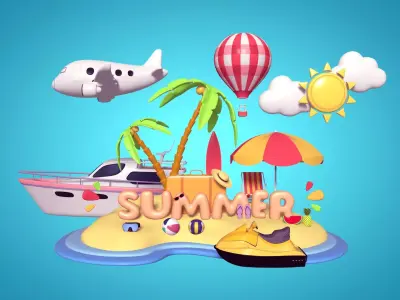 Summer Mega Pack Low-poly 3D model