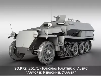 SD KFZ 251 1 - Ausf C - Hanomag Halftruck 3D model