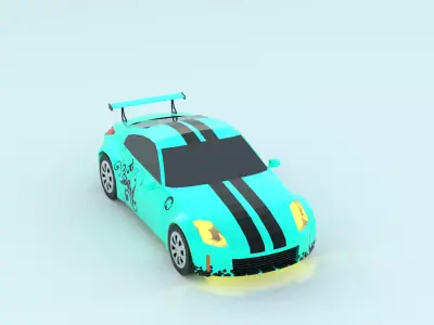 Nissan 350Z low poly game ready 3d model Low-poly 3D model Free low-poly 3D model