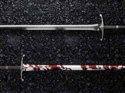 Realistic Dark Fantasy Bastard Sword - Game Ready PBR Low-poly 3D model