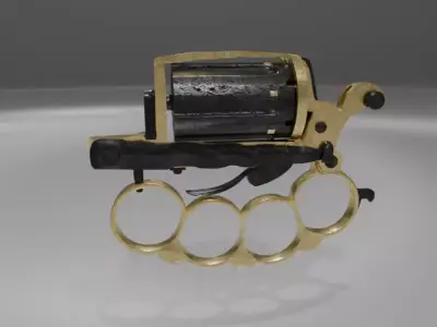 Apache revolver gun high detailed full parts game asset 3D model