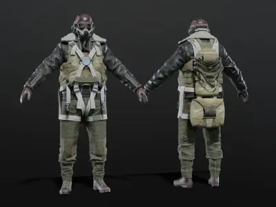 SOLDIER WWII USA Pilot Rigged 3D model