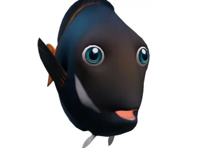 Achilles Tang Animated Fish  Low-poly 3D model