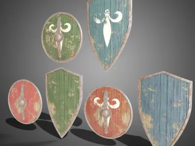 Medieval shields Free low-poly 3D model