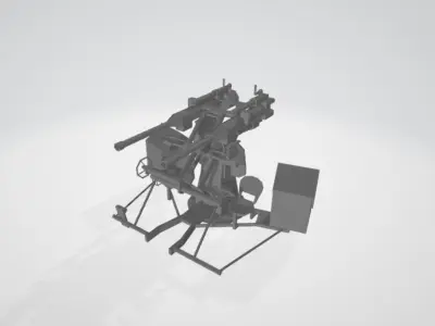 FRENCH WW2 AA GUN X2 Low-poly 3D model