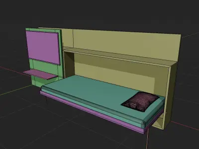 Clei Poppi Theatre sliding TV cabinet with bed 3d model Free 3D model
