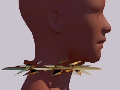 Necklace apocalyptic virtual fashion element Golden Stars 3D model