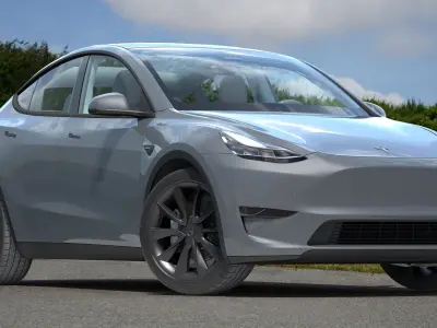 Tesla Model Y Silver Rigged for Maya 3D model