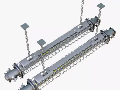 Caged Industrial Tube Lamp M1 3D model