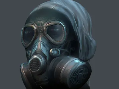 Gas mask helmet 3d model military combat fantasy Low-poly 3D model