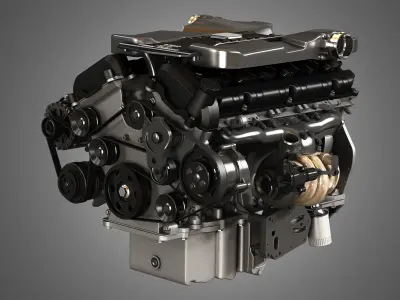 V12 Twin Turbo Car - Engine Full Internal and External Parts 3D model