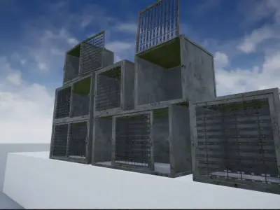 Lowpoly Metal Animal Cages Low-poly 3D model