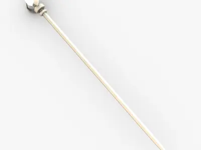 Low poly Staffs golden wand with gemstone Low-poly 3D model