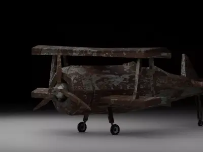 Rusty Vintage Biplane - Low-Poly 3D Model for Games  Animation Low-poly 3D model