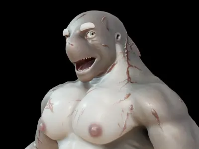 Rigged muscle dolphin man character 2019 3D model