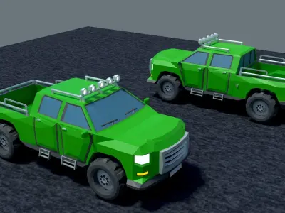 Pickup two trucks Free low-poly 3D model