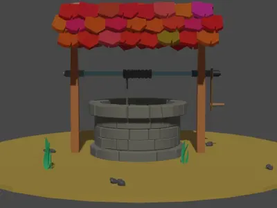 Low Poly Well 3D Model Low-poly 3D model