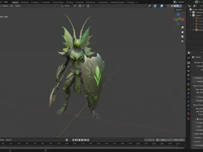 Mantis Warrior 3D Model Insectoid Fantasy Character Low-poly 3D model