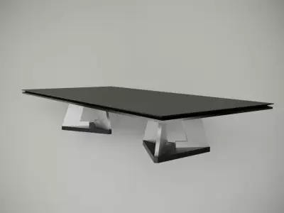 Table glass with metal legs 3D model