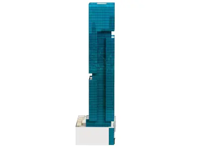 The First Hotel glass skyscraper at Jumeirah Village Circle 3D model