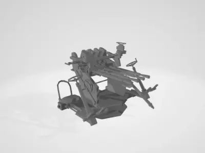 FRENCH WW2 AA GUN X4 Low-poly 3D model