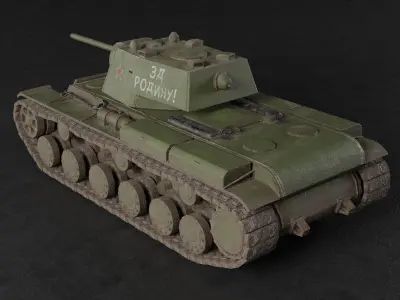 KV-1 Soviet WW2 Heavy tank Low Poly PBR Low-poly 3D model