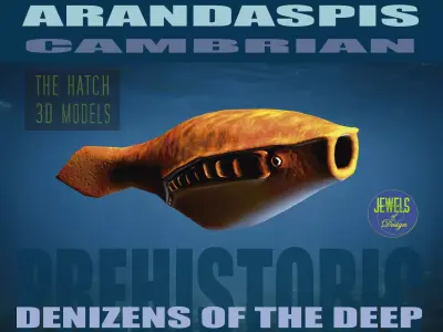 Arandaspis orange fish Low-poly 3D model