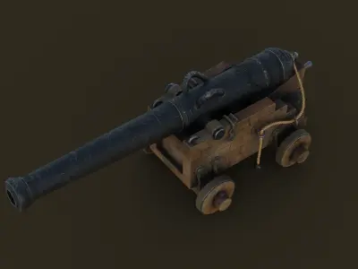 Ship Cannon model Low-poly 3D model