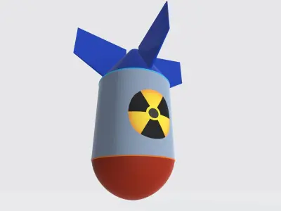 Nuclear warhead missile cartoon Free low-poly 3D model