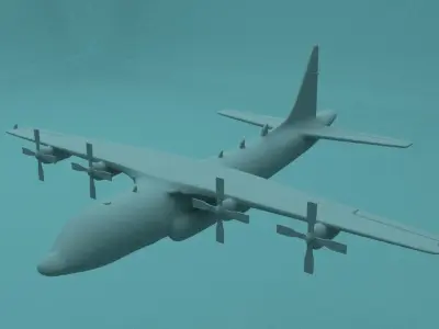 Airplane plane with propellers flying in sky Low-poly 3D model