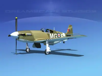 North American Mustang X RAF V04 3D model