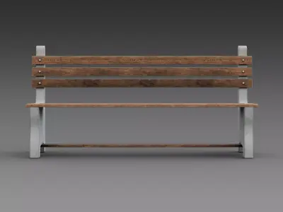 Rustic Concrete Bench 3D model