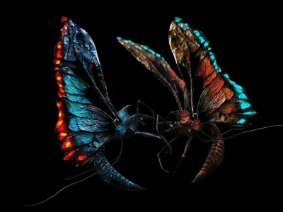 Alien Butterfly Insect Low-poly 3D model