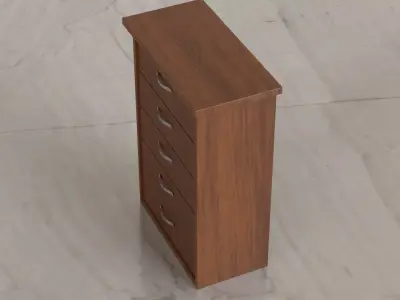 5 drawer cabinet Free low-poly 3D model