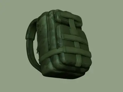 Green Army - Camouflage Backpack - Character Military Low-poly 3D model