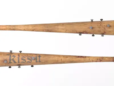 Nail baseball bat Low-poly 3D model