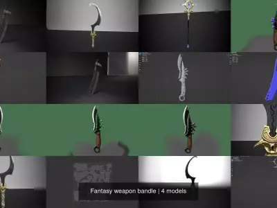 Magic fantasy weapon bandle 3D Model Pack