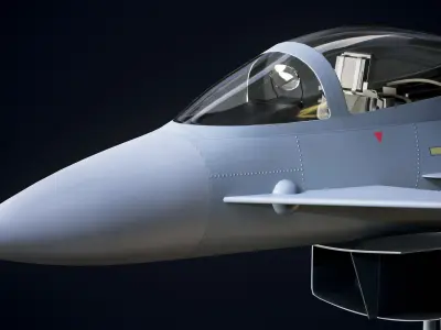 Eurofighter Typhoon With The Cockpit Military Jet Plane Low-poly 3D model