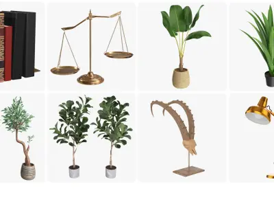 Office interior decorations 3D model