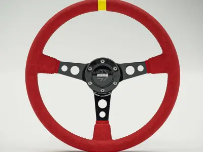 MOMO Style Racing Steering Wheel in 4 colour variants 3D model