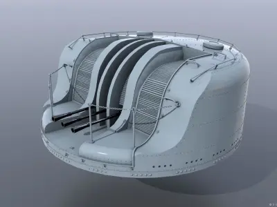 Japanese Type 96 AA gun - 1941 Low-poly 3D model