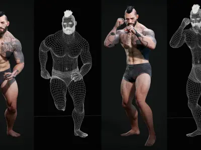 Base Male and Sci-fi Game Character Starter Low-poly 3D model