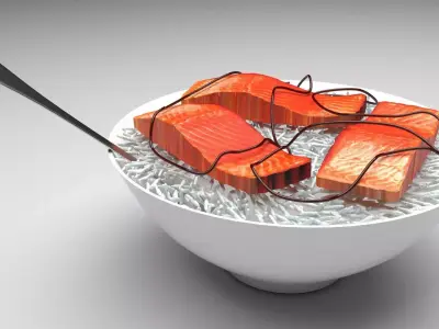 Rice With Salmon Fishes 3D model