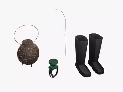 Low-poly local thailand farmer fishing equipment model Low-poly 3D model